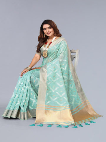 Ethnic Motifs Zari Woven Design Banarasi Saree